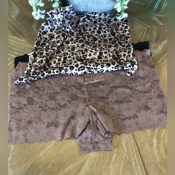 French Affair Boyshort Panties 3 Pack Size 1X Lace Leopard Print & Solid - Picture 2 of 5